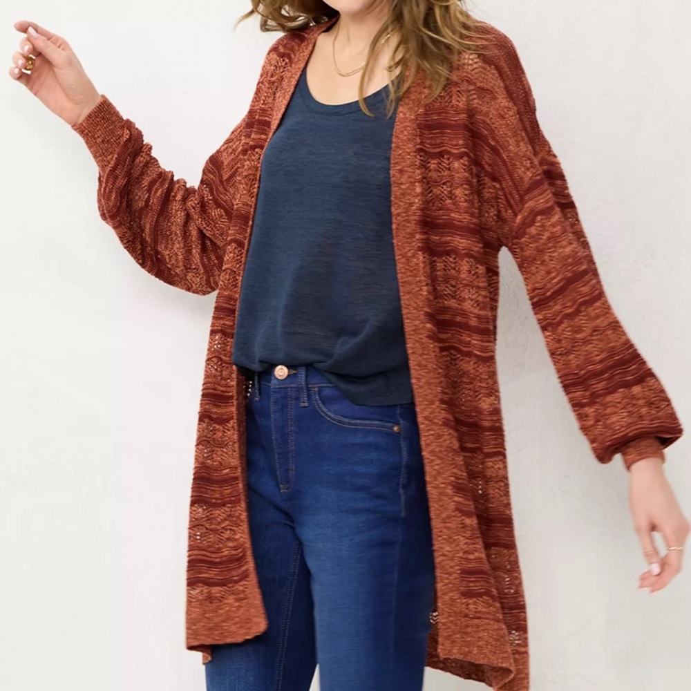 LC Lauren Conrad Pointelle Long Cardigan